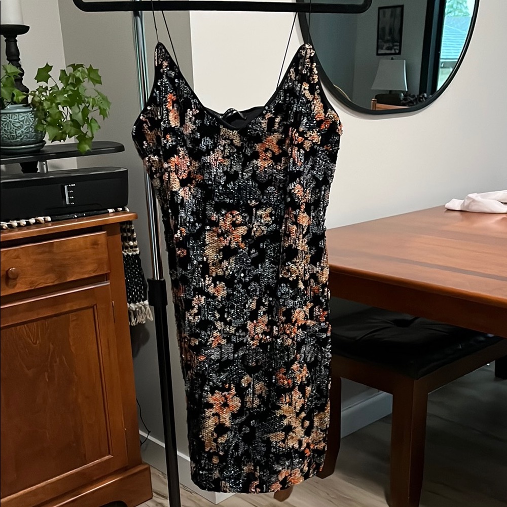 Dynamite Black and Orange Floral Mini Dress